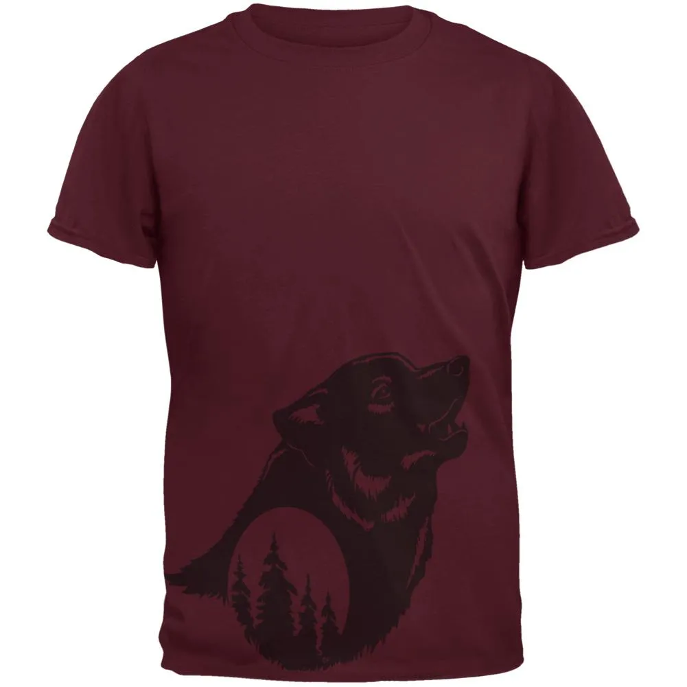 Howling Wolf Moon Silhouette Mens T Shirt