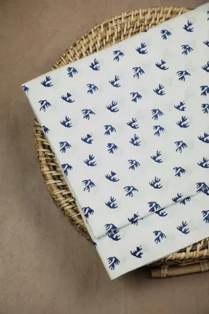 Indigo Butta on Cream Block Printed Cotton Fabric