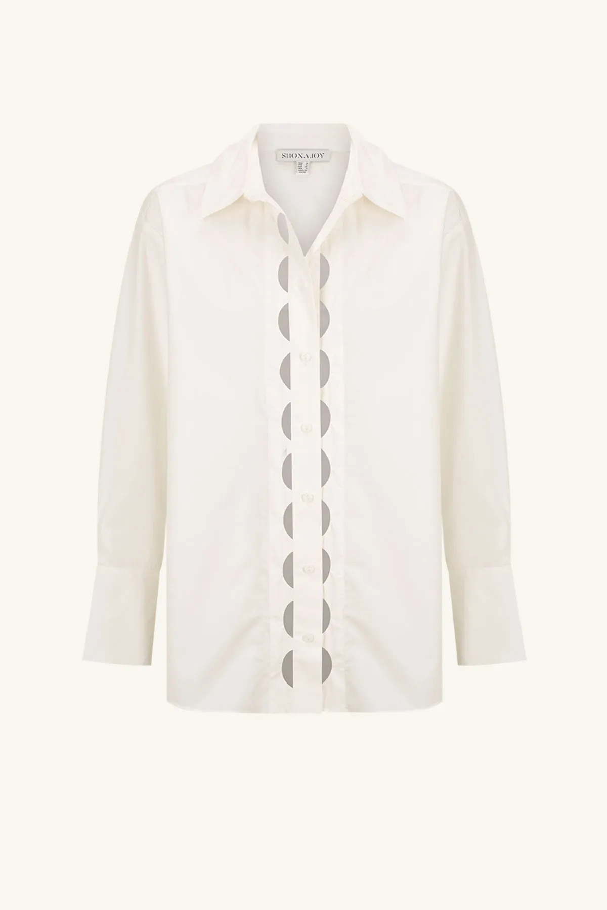 JOSEPHINE SCALLOP CUT OUT OVERSIZED SHIRT - COCONUT