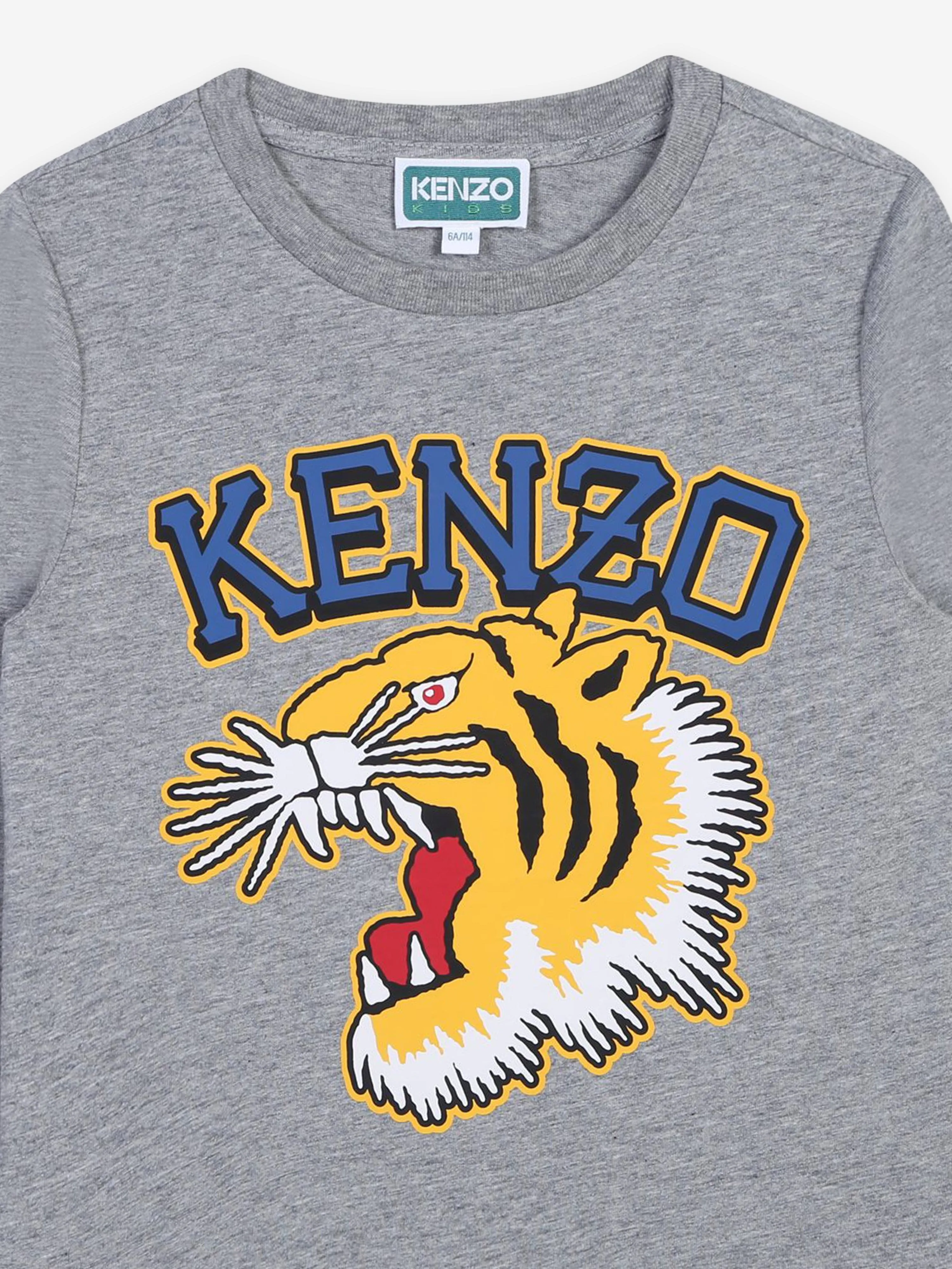 KENZO Boys Long Sleeve Logo T-Shirt in Grey