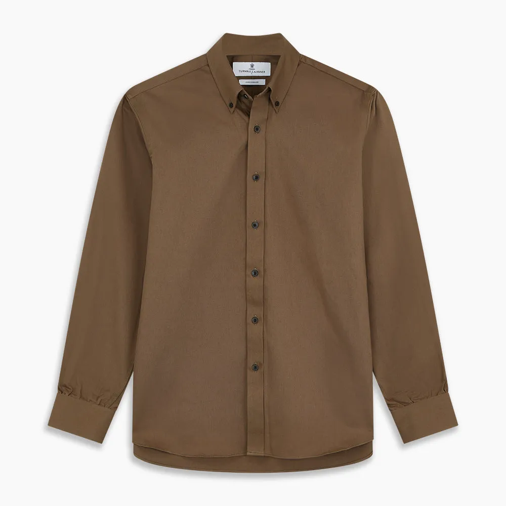 Khaki Weekend Fit Hayne Shirt With Dorset Collar And 1-Button Cuffs