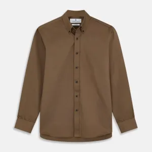 Khaki Weekend Fit Hayne Shirt With Dorset Collar And 1-Button Cuffs