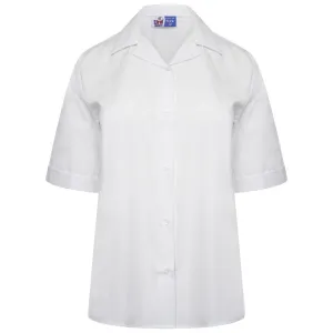 Kids Girls Revere Collar Blouse School Uniform White Shirts Short Sleeve Smart
