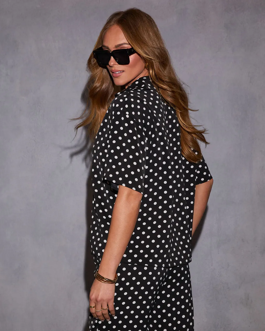 Korey Polka Dot Button Down Top