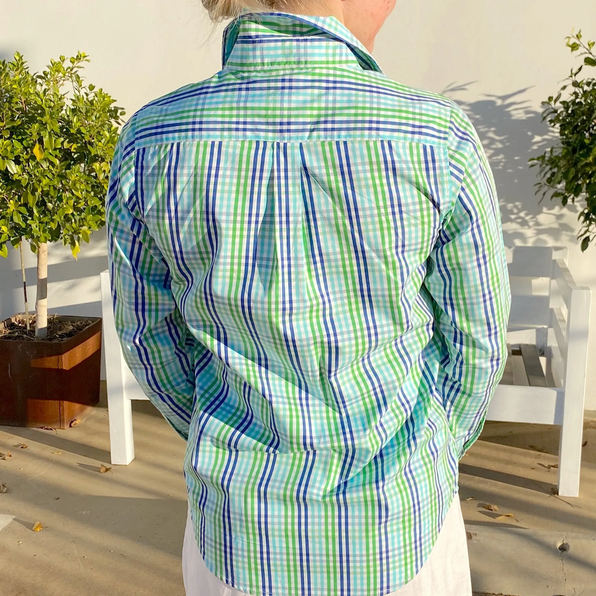 Ladies Coco A-Aqua/Green Check Relaxed Fit Shirt