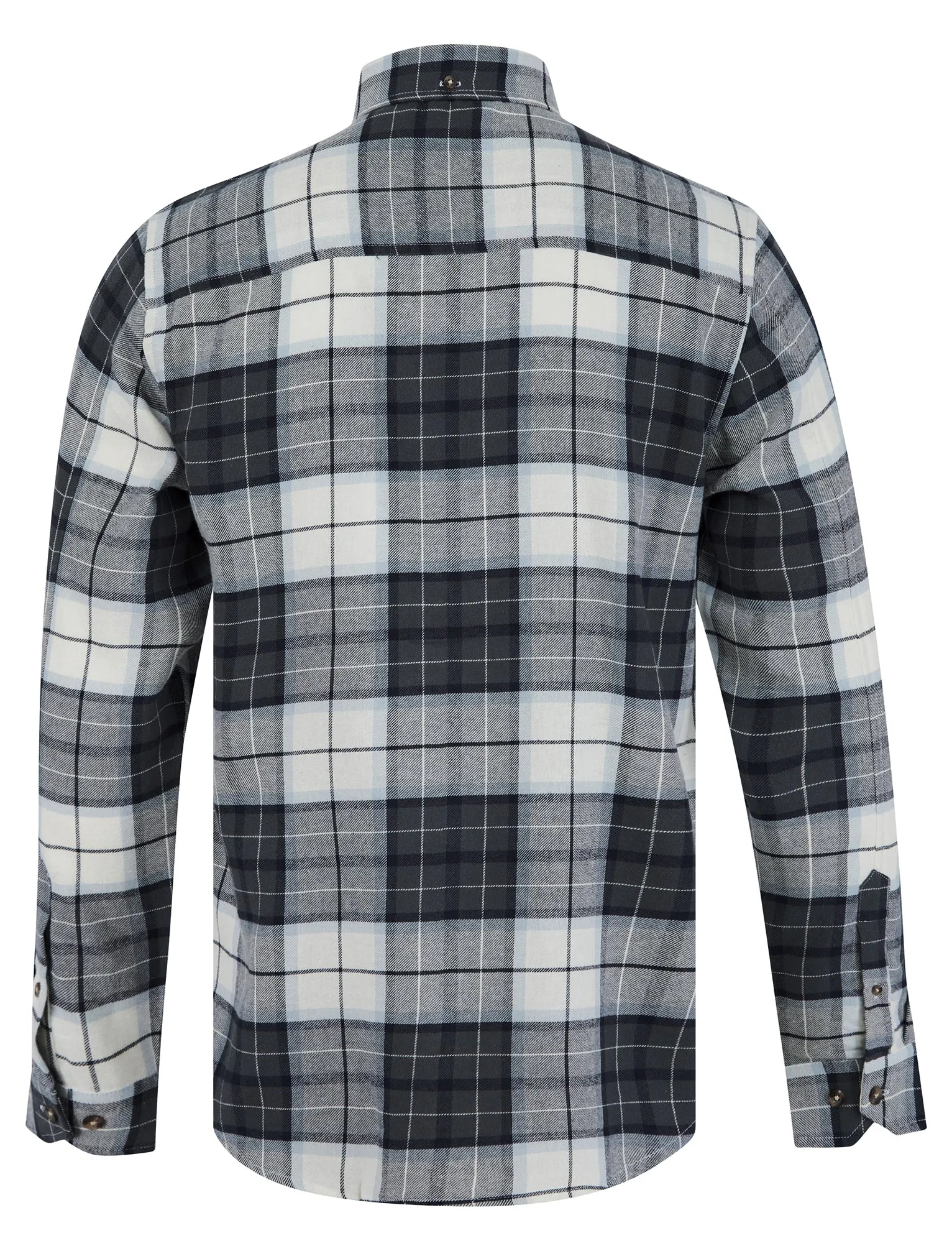 Levelock Yarn Dyed Checked Cotton Flannel Shirt in Turbulence Grey - Tokyo Laundry