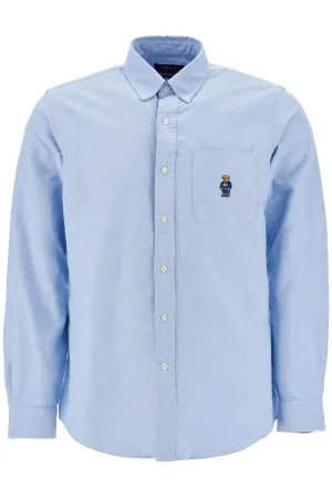 LIGHT BLUE COTTON SHIRT WITH EMBROIDERED POCKET