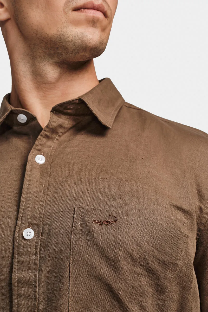 Linen Leisure Fit HS Shirt Olive