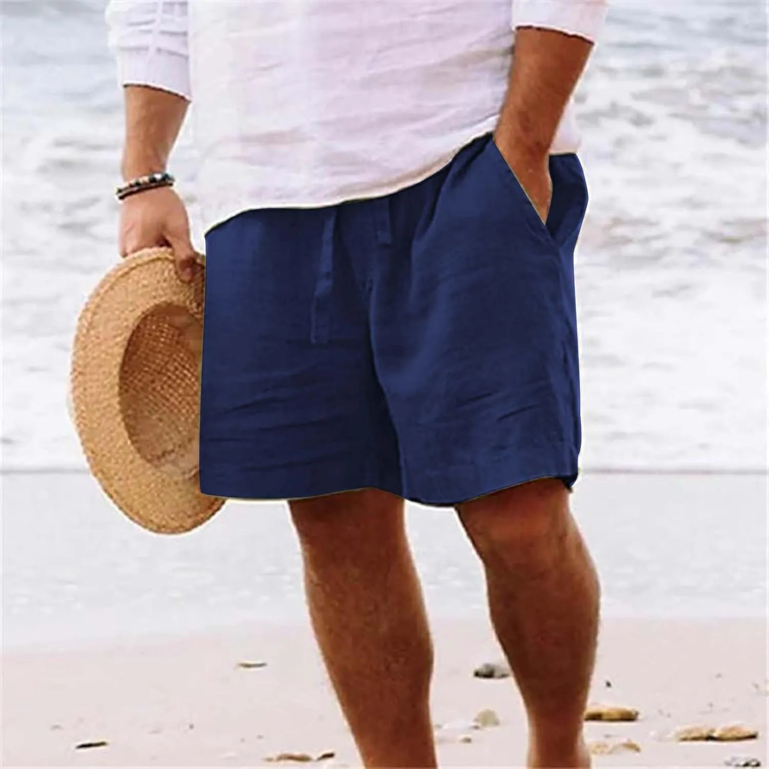 Linen Shorts for Men Men's Sports Shorts Beach Shorts Casual Cotton Linen Shorts Casual Shorts for Men Carpenter