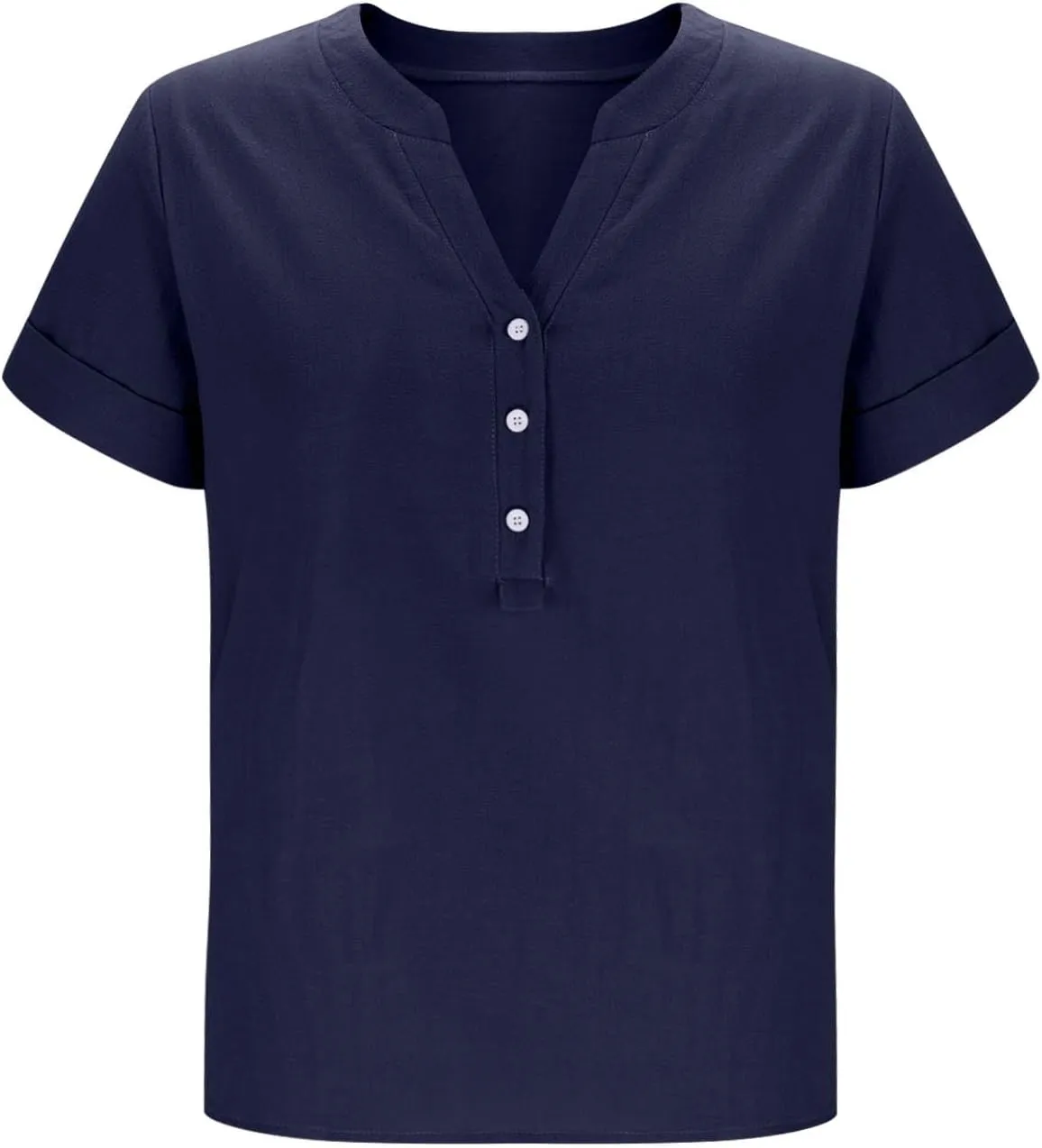 Linen Tops for Women 2025 Summer Button Down V Neck Shirts Casual Short Sleeve Loose Tshirt Cotton Linen Blouse Tees