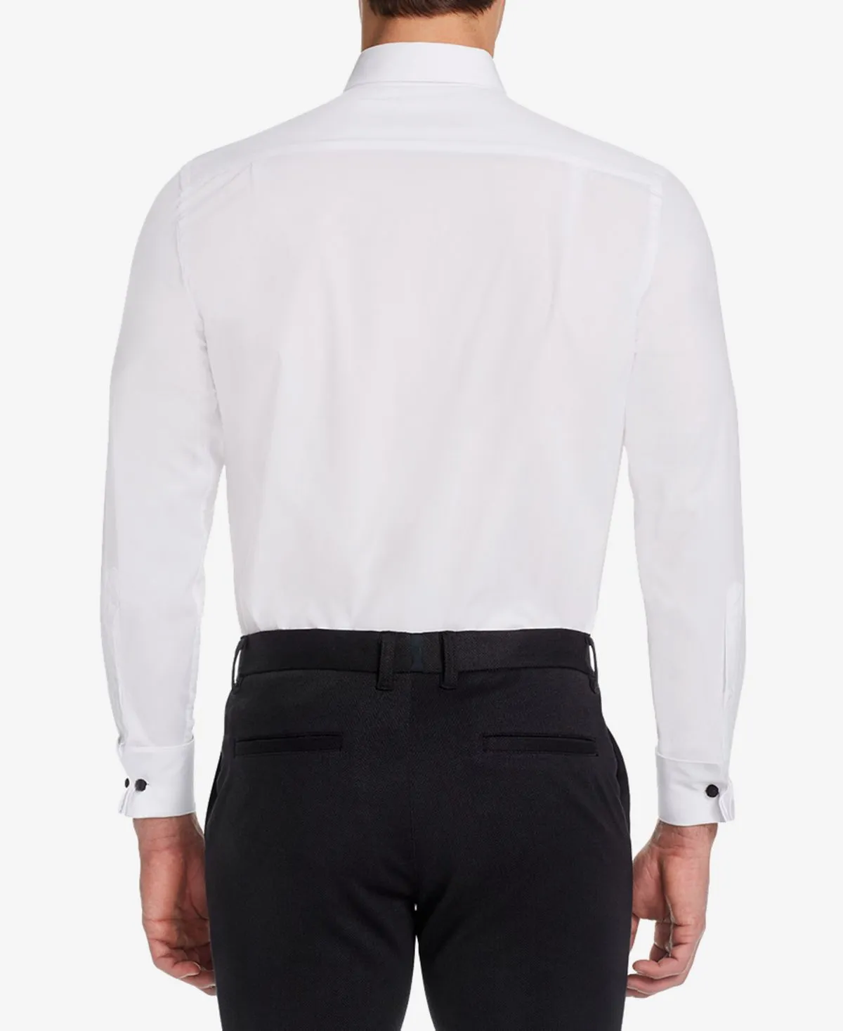 London Men's Slim-fit Stretch Pleated Bib Men's Tuxedo Shirt with Michelsons French Cuffs ,  white