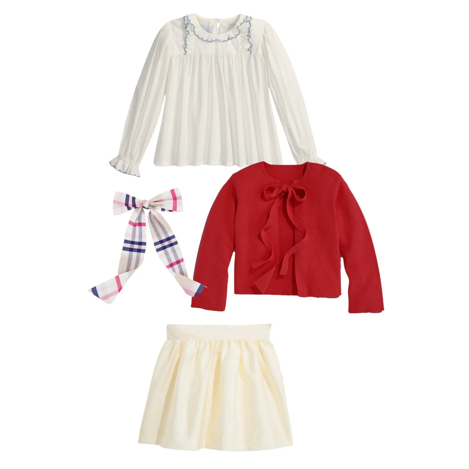 Lucille Ruffled Blouse -- Ivory w/ Periwinkle
