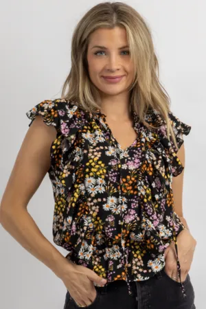 LYLAH FLORAL RUFFLED SLEEVE BLOUSE