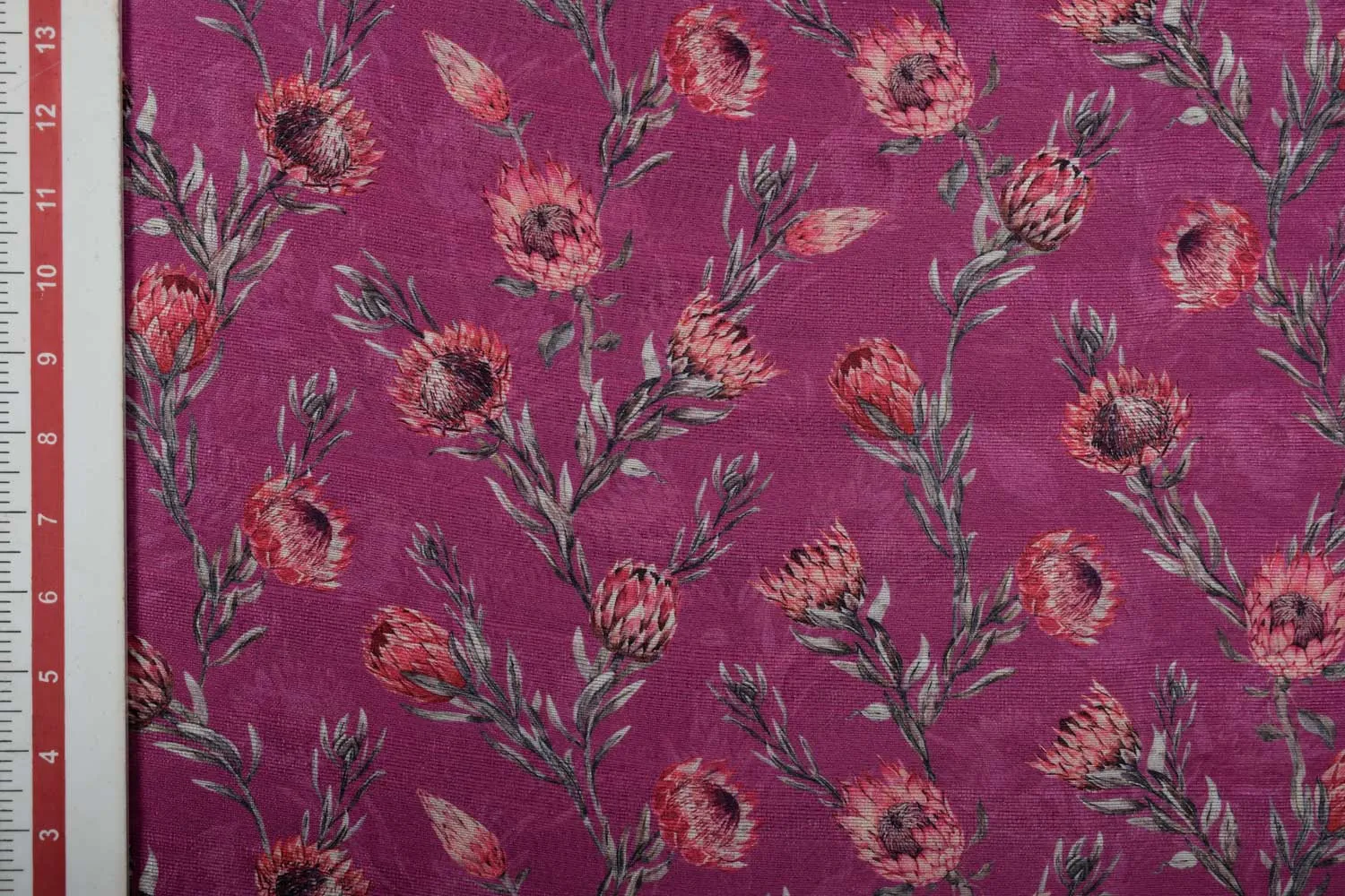 Magenta  Printed Dupion Fabric