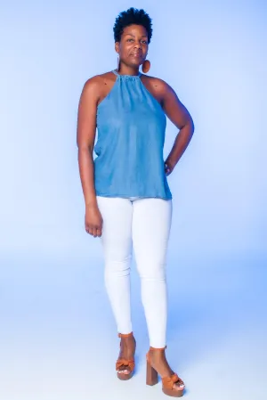 Medium Blue Chambray Halter Top