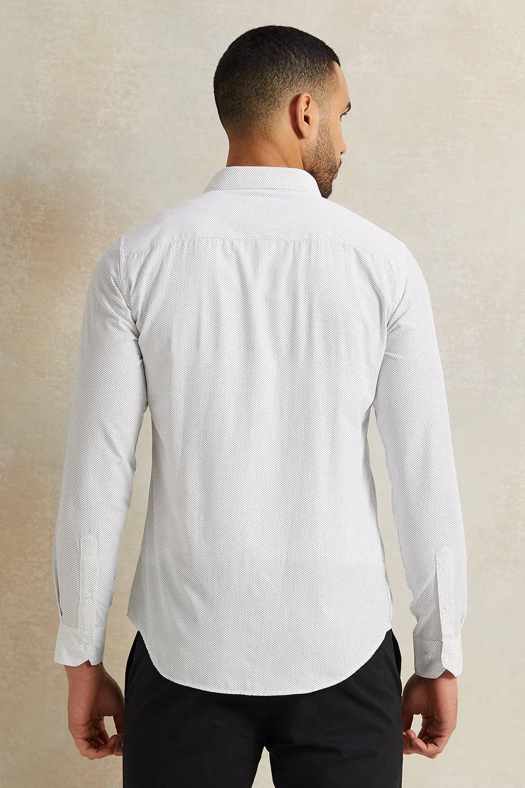 Men White Stand-Up Pack Shirt