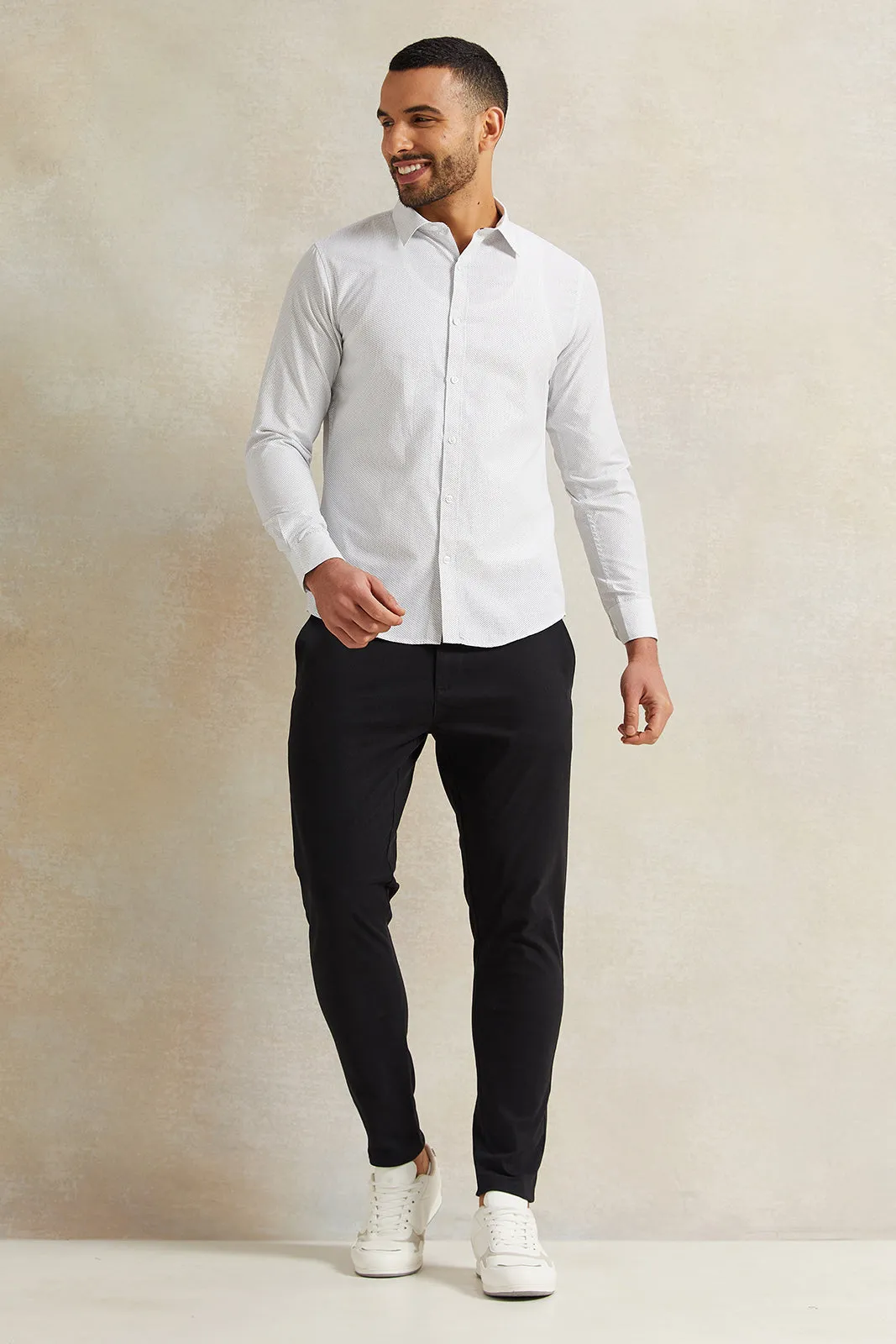 Men White Stand-Up Pack Shirt