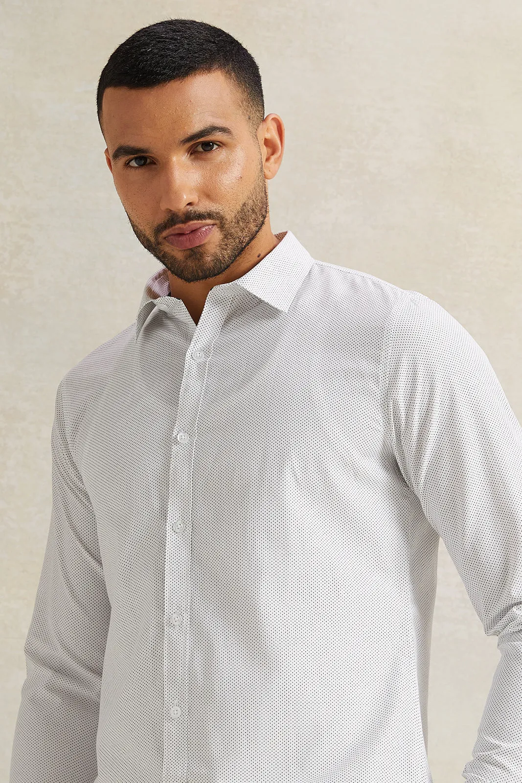 Men White Stand-Up Pack Shirt