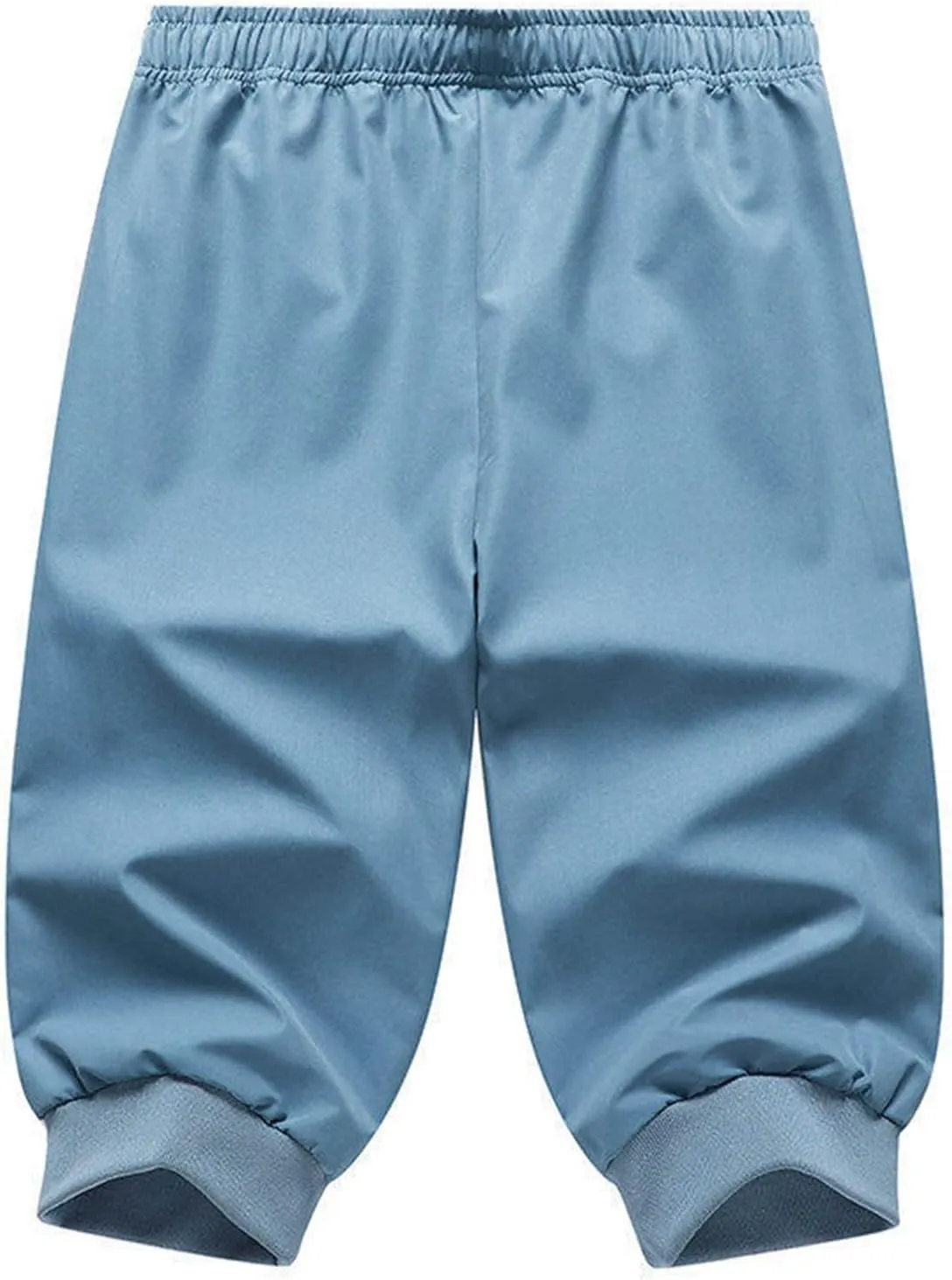 Mens Causal Shorts Slim Fit Elastic Waist Stretch Athletic Summer Shorts Lightweight Drawstring Workout Hiking Capri Pants