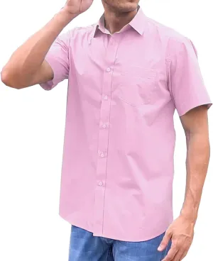 Men's Short Sleeve Button Down Wrinkle Free Dress Shirt Regular Fit Solid Business Casual Shirts
