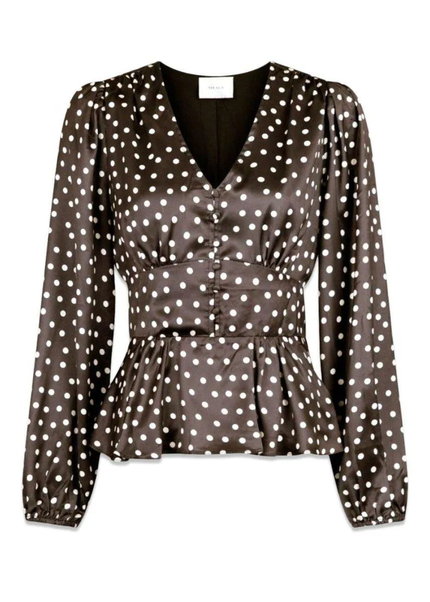 Meryl Dot Blouse - Brown