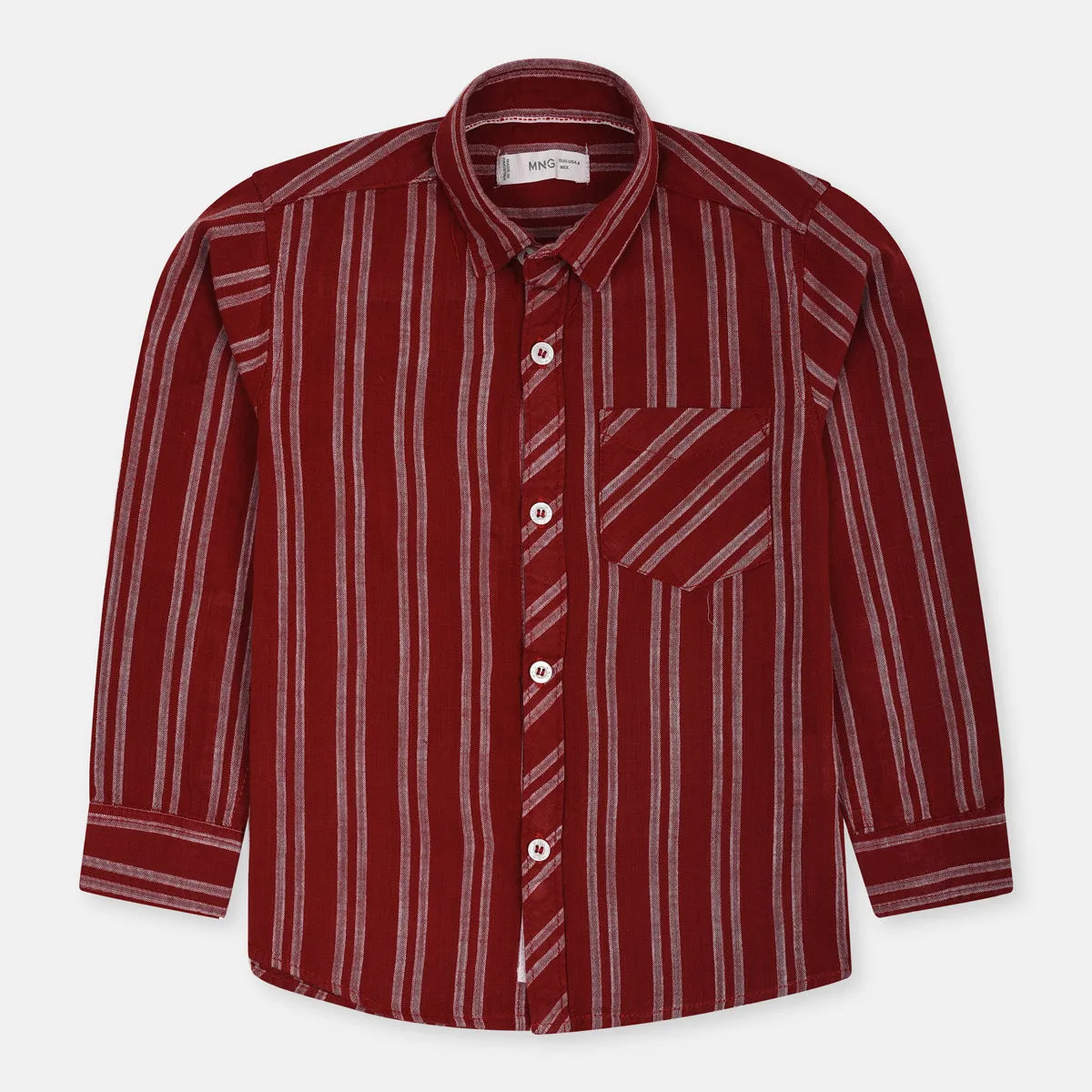 MNG Double White Lines Rust Red Casual Shirts 10806