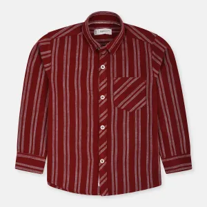 MNG Double White Lines Rust Red Casual Shirts 10806