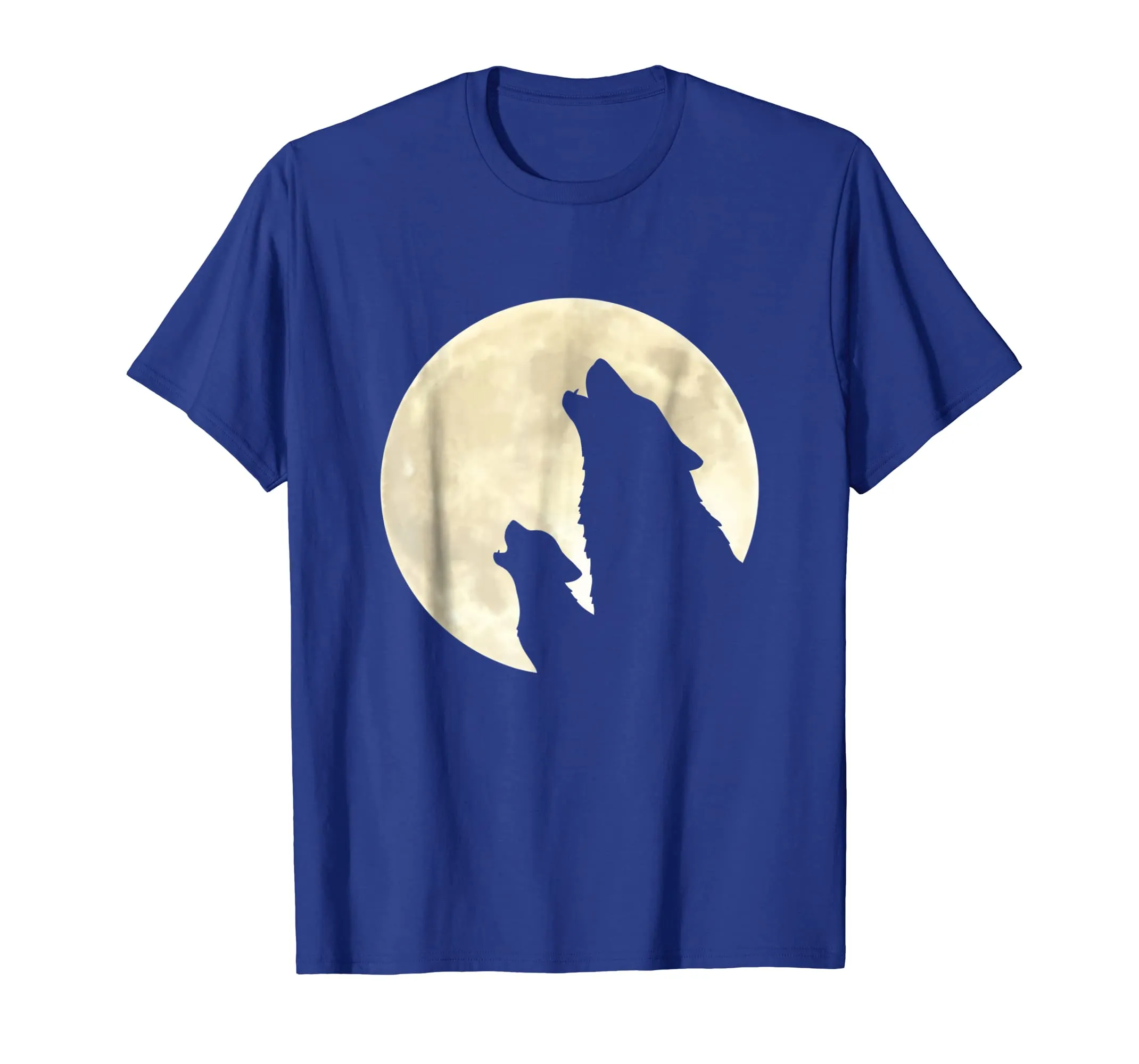 Mother Pup Wolves Silhouette Howling Full Yellow Moon Tshirt