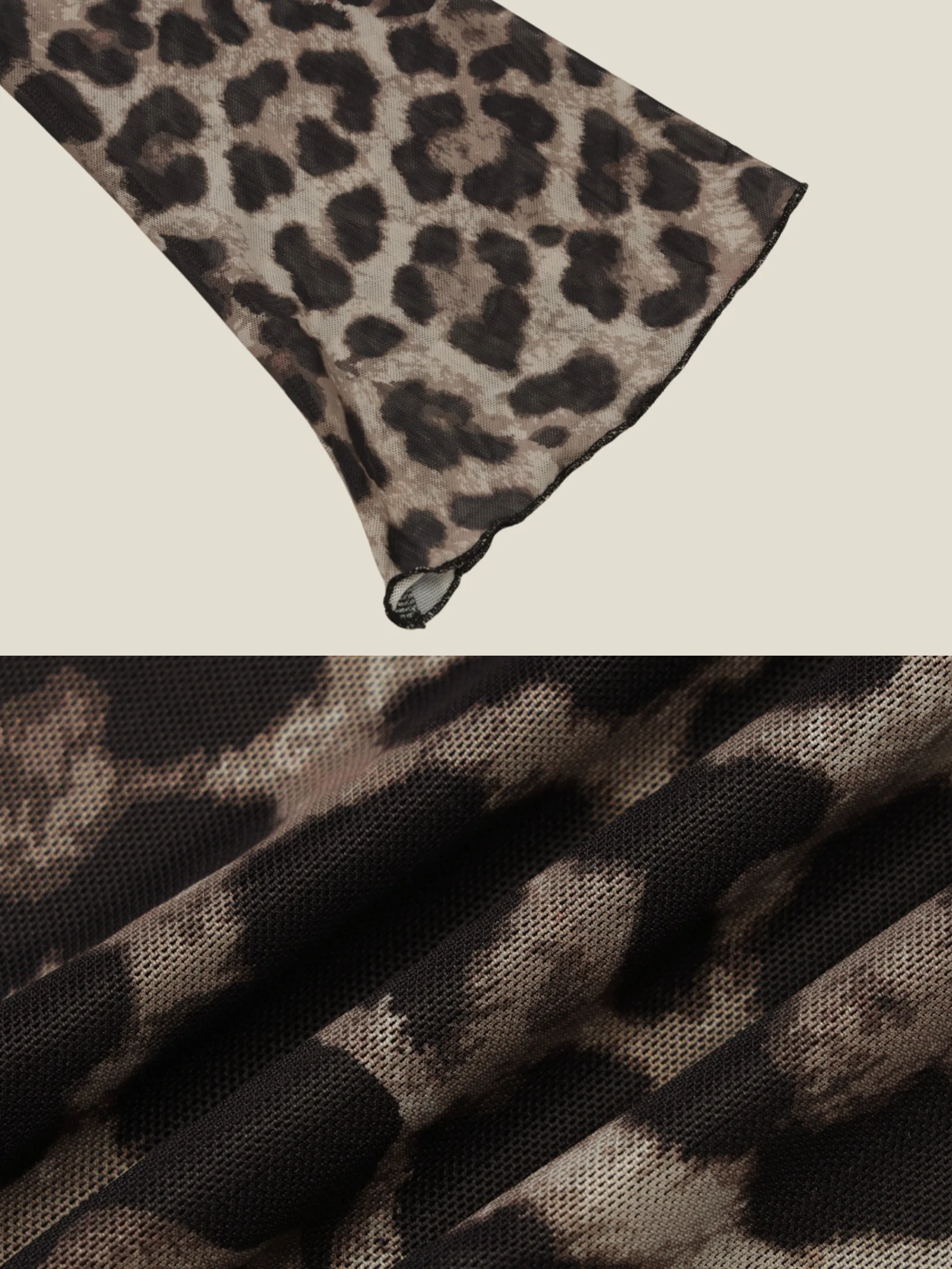 Naia Leopard Mesh Off-Shoulder Top