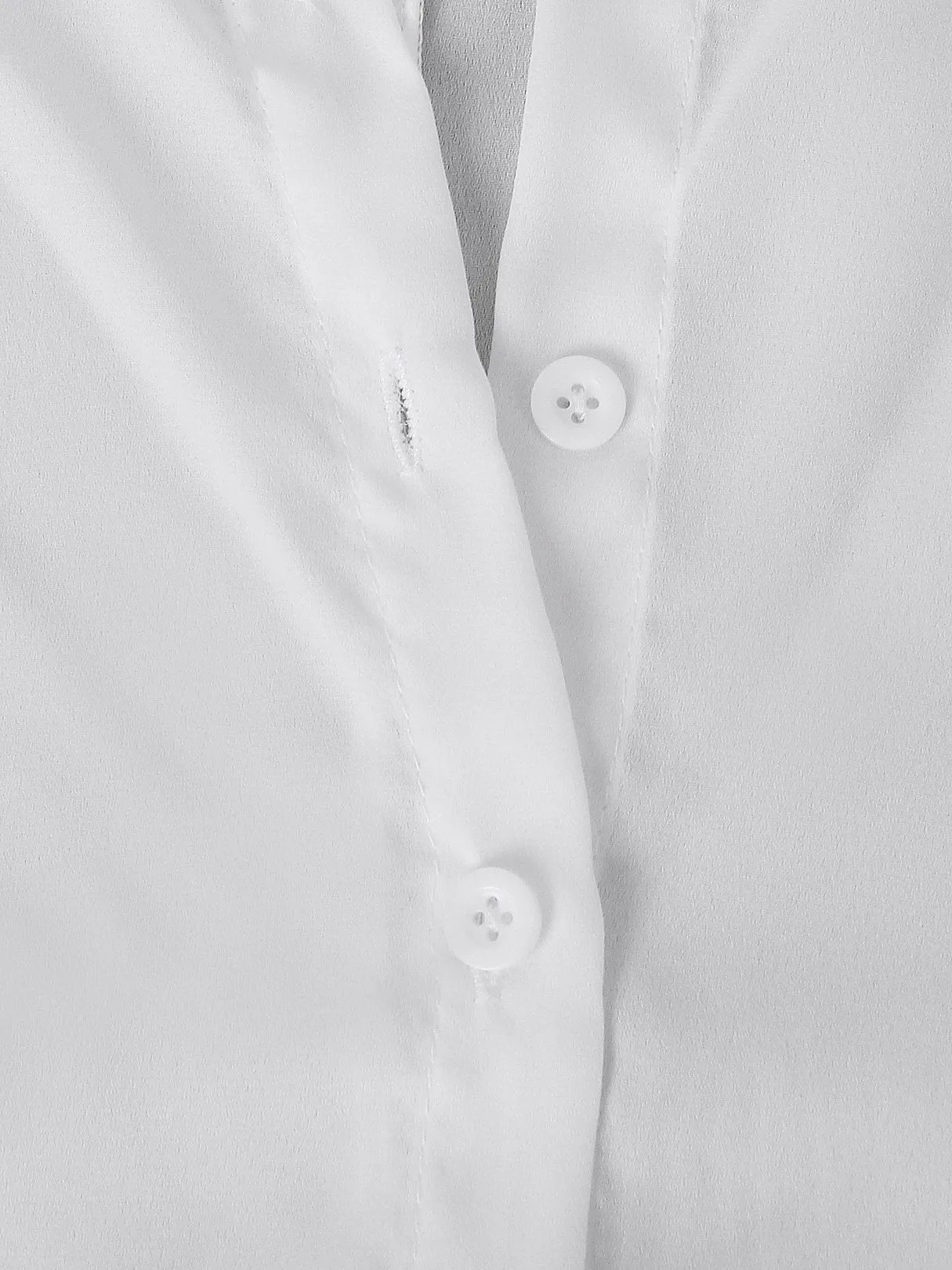 OEM ODM V-Neck Plain Long Sleeve Irregular Hem White Blouses