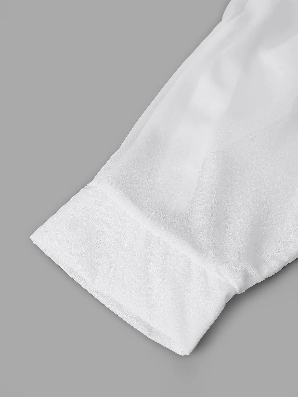 OEM ODM V-Neck Plain Long Sleeve Irregular Hem White Blouses