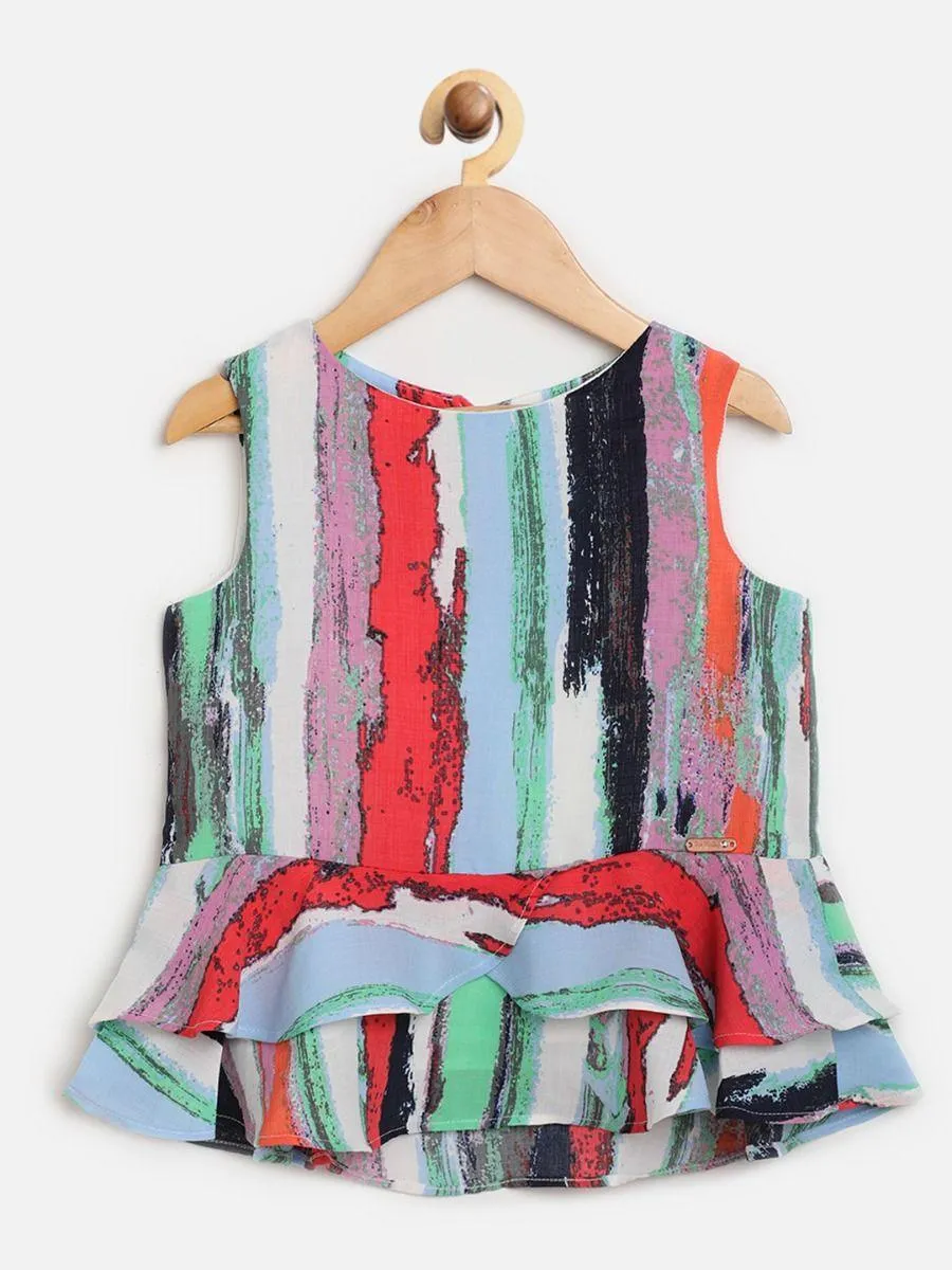 One Friday Multicolor Peplum Top