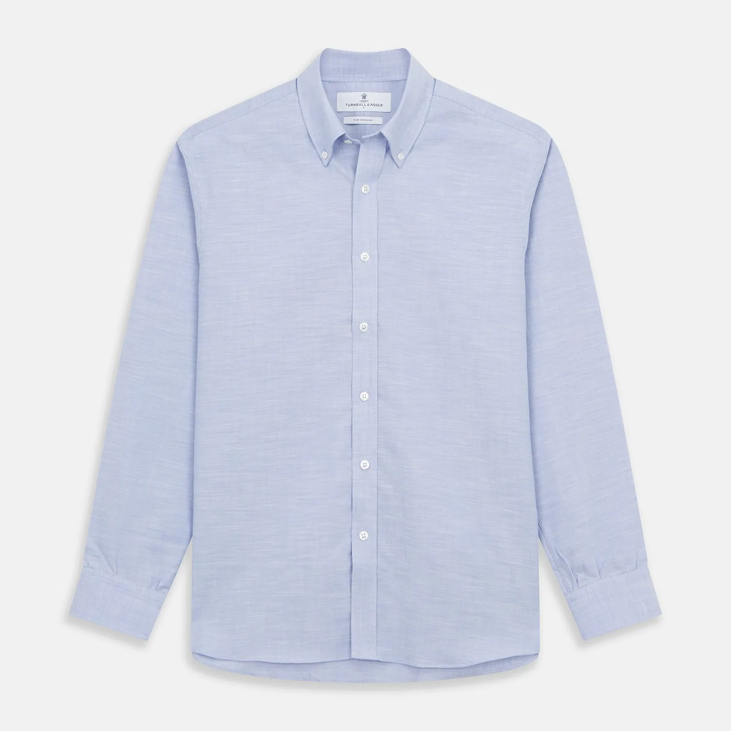 Pale Blue Weekend Fit Hayne Shirt With Dorset Collar And 1-Button Cuffs