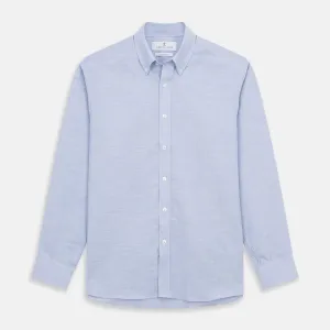 Pale Blue Weekend Fit Hayne Shirt With Dorset Collar And 1-Button Cuffs