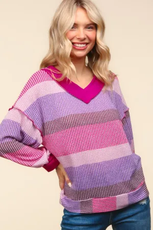 Pep in Your Step Waffle Knit Long Sleeve Top