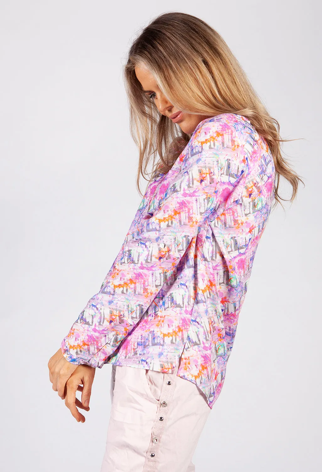 Pink Abstract Print Shirt
