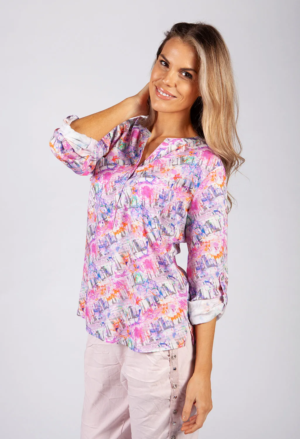 Pink Abstract Print Shirt