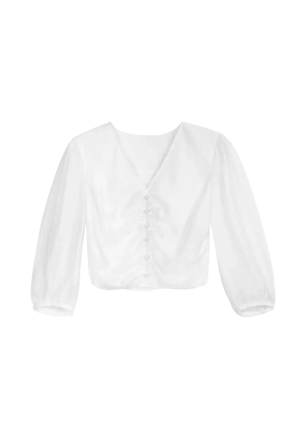 Pleated V-Neck Short Sleeve Shirt