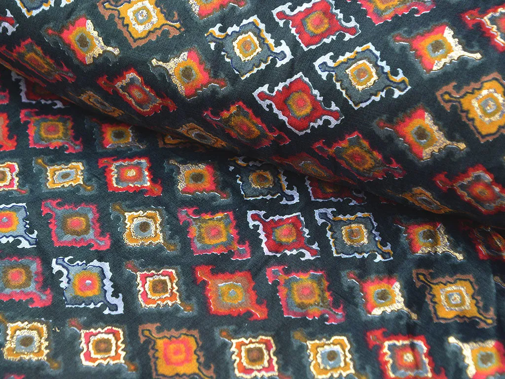 Precut of 1.5 Meter Multicolor Geometric Premium Modal Chanderi Silk Fabric