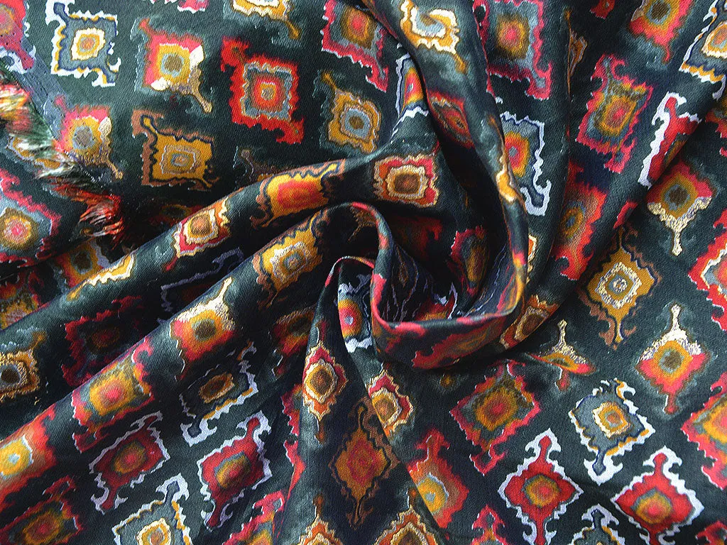 Precut of 1.5 Meter Multicolor Geometric Premium Modal Chanderi Silk Fabric