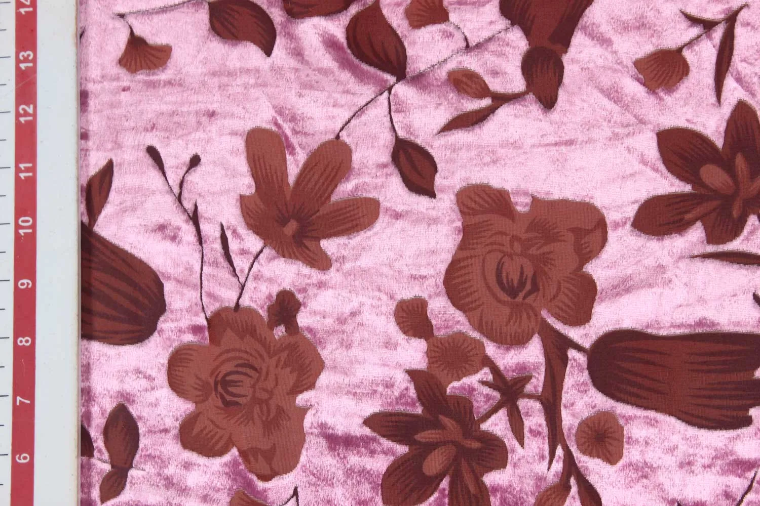 Purple Floral Burnout Viscose Polyester Blend Fabric