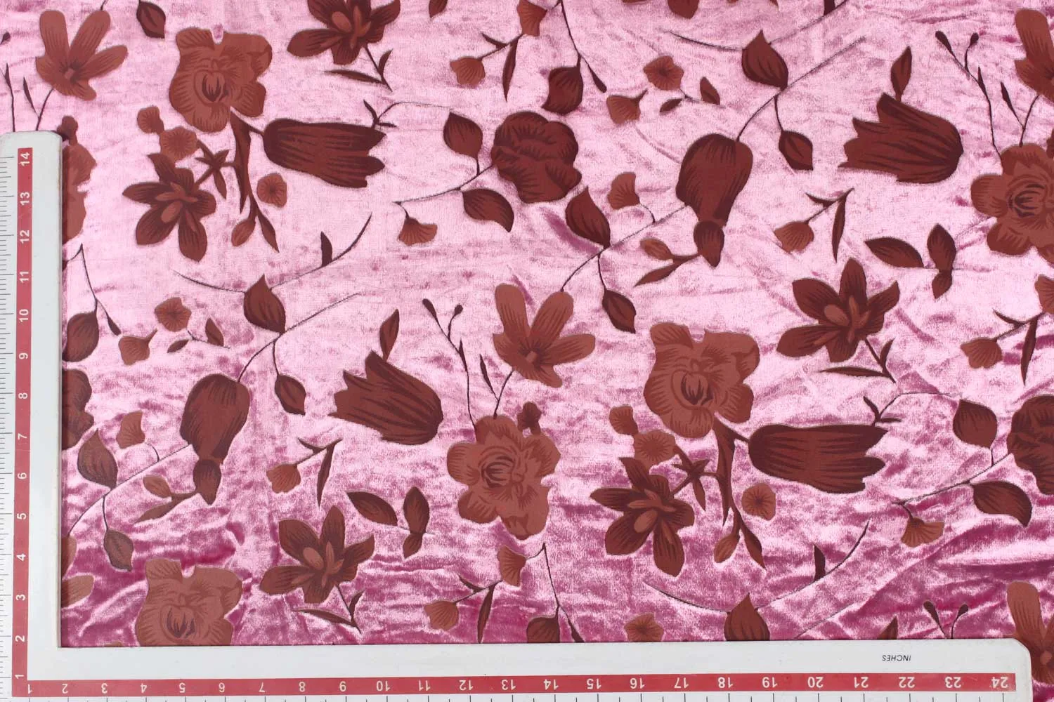 Purple Floral Burnout Viscose Polyester Blend Fabric