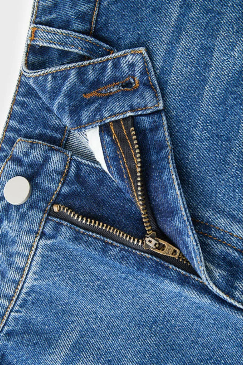 Reconstructed High-Rise Denim Maxi Skirt with Raw Hem