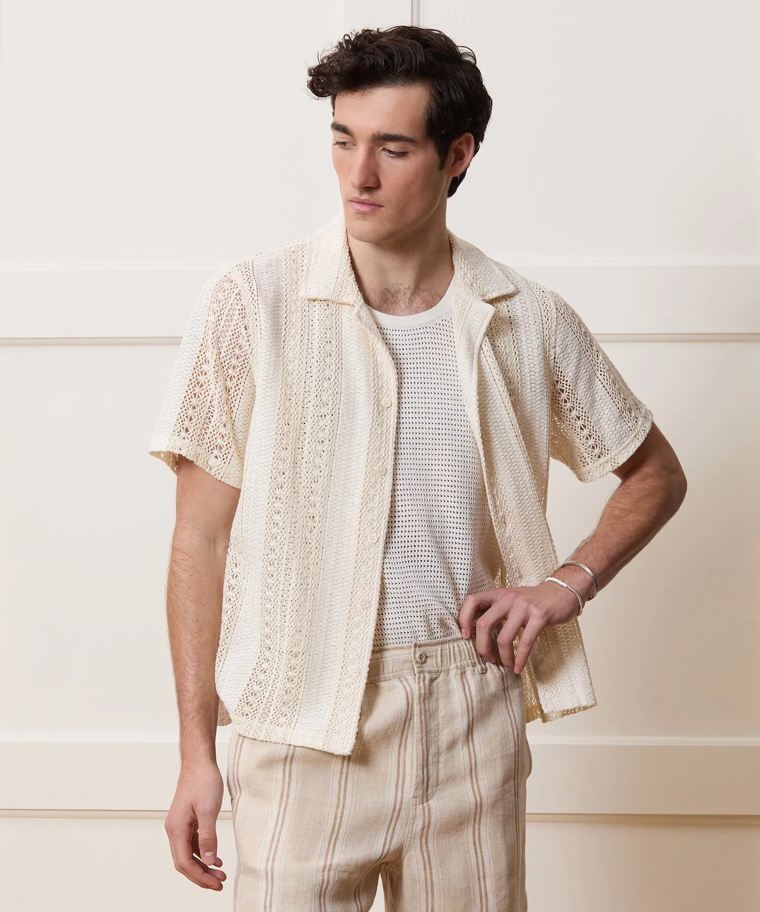 Relaxed Open-Knit Cabana Polo