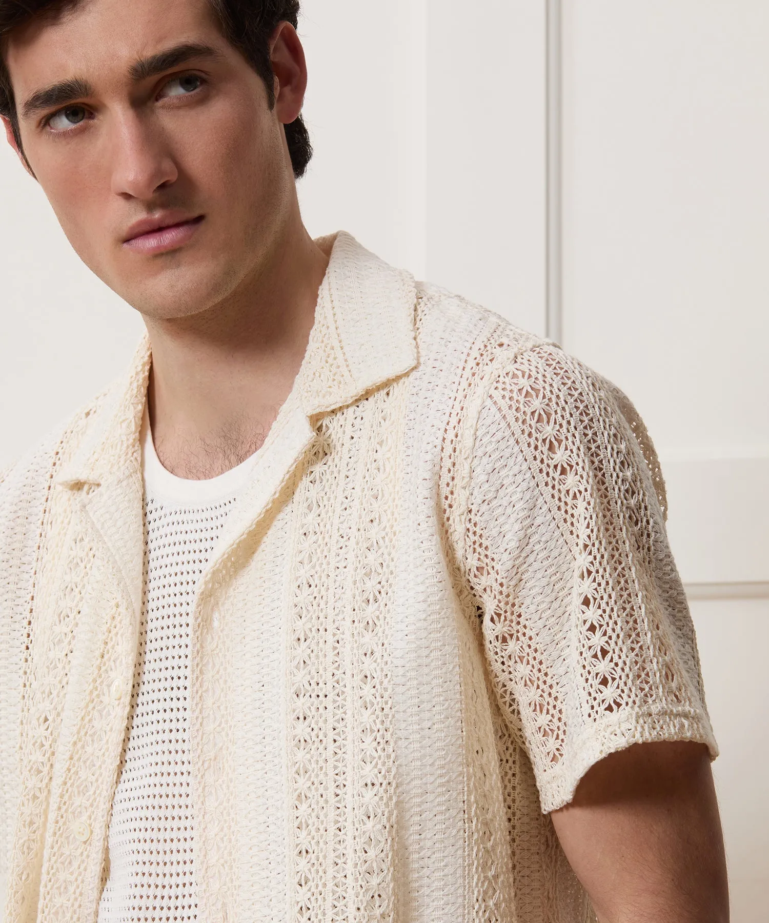 Relaxed Open-Knit Cabana Polo