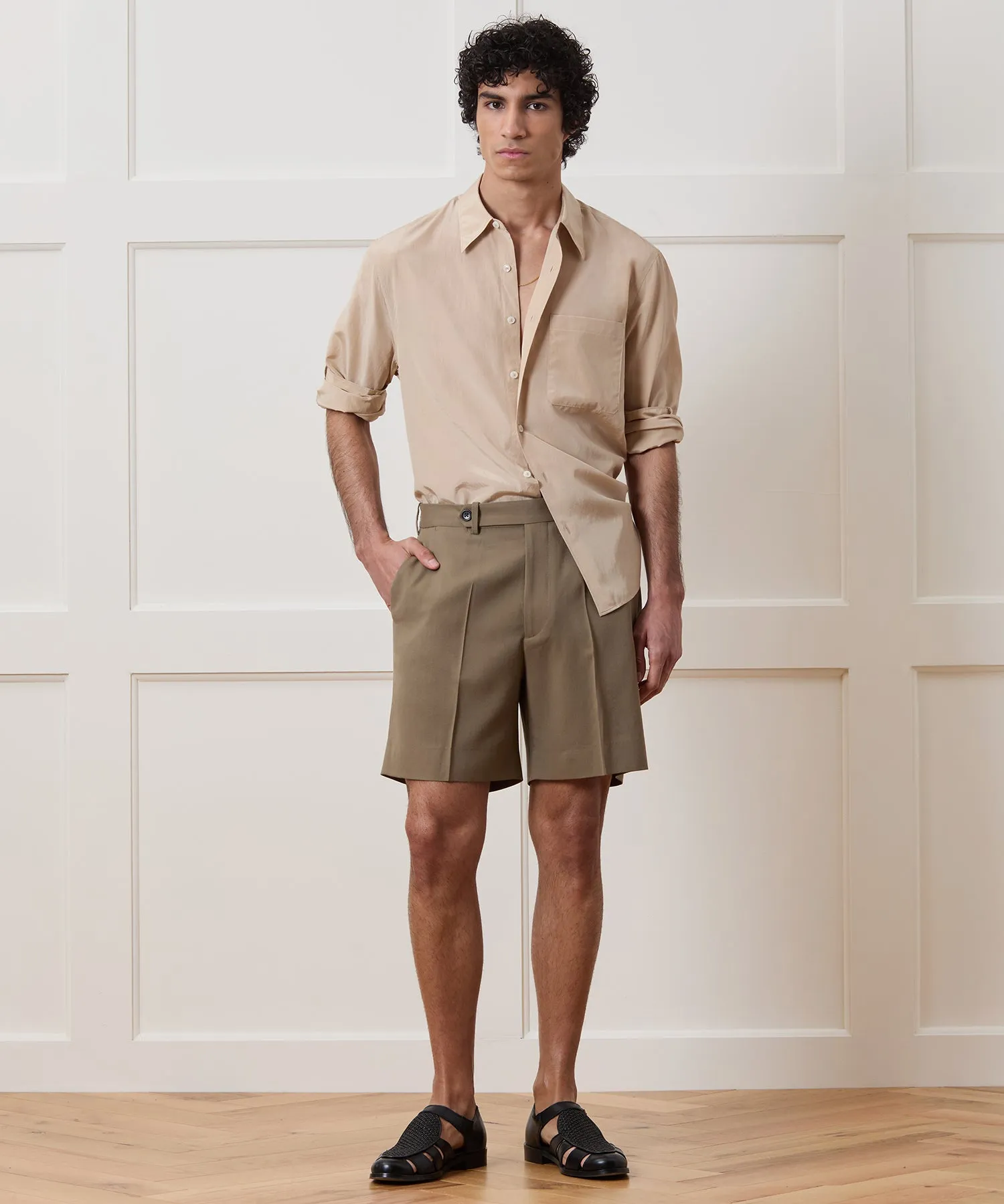 Relaxed Silk-Cotton Point Collar Shirt