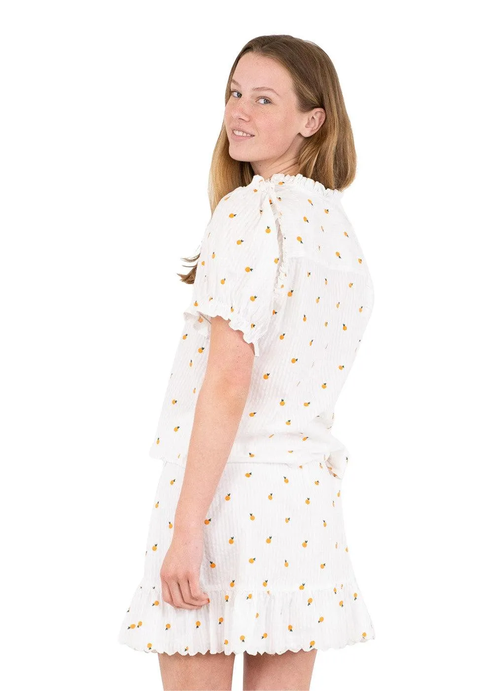 Rosalie Orange Tee - White