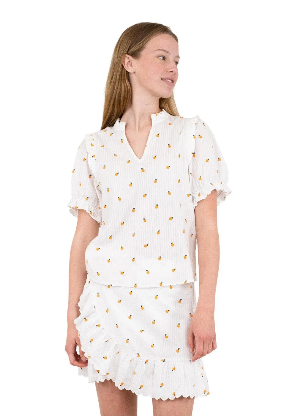 Rosalie Orange Tee - White
