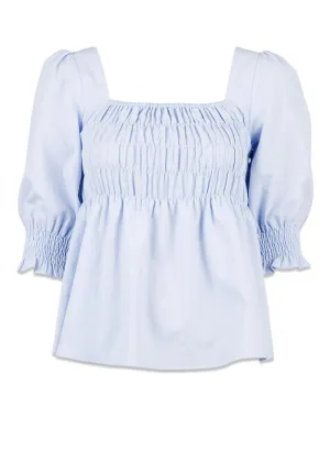 Rosetta Solid Blouse - Light Blue