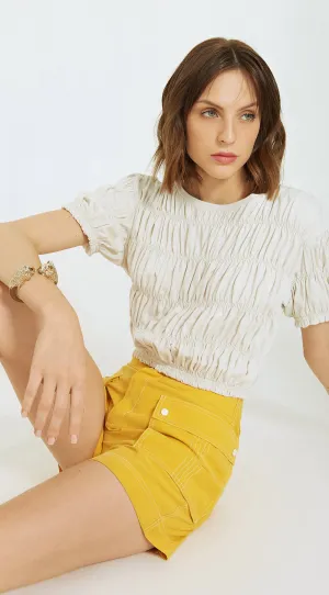 ROUND NECK ELASTICIZED TOP